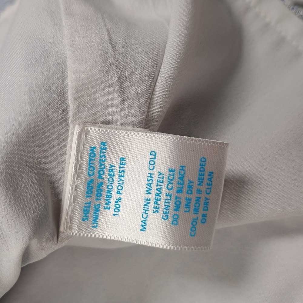 Southern Tide Cotton Blue White Alice Embroidery Sleeveless Tank Dress Large - Picture 6 of 7